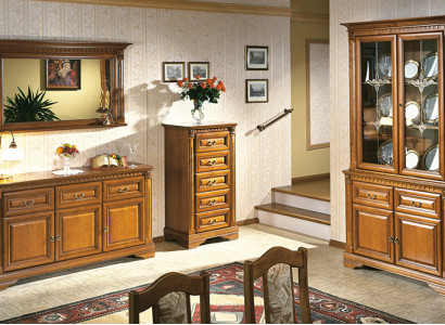 Living room Set 4 Pieces Chest of drawers Virtrine Sideboard Colonial Style Wall unit